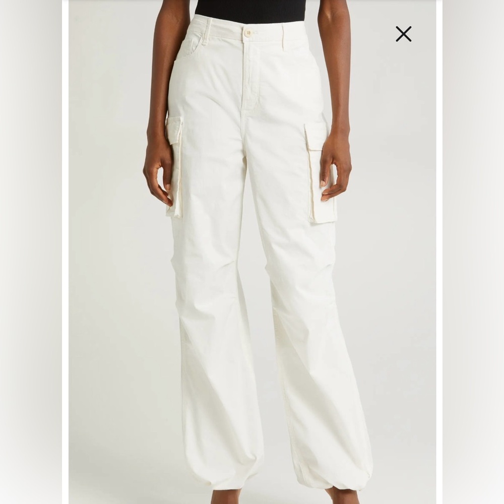 Good American Cream Cargo Drawstring Pants